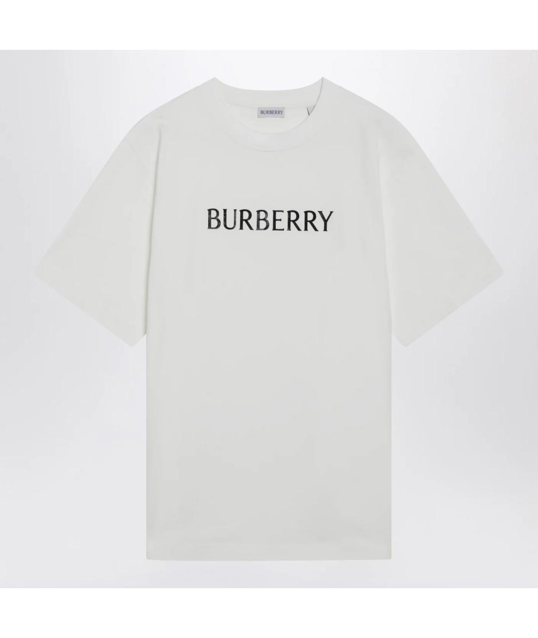 BURBERRY Белая хлопковая футболка, фото 3
