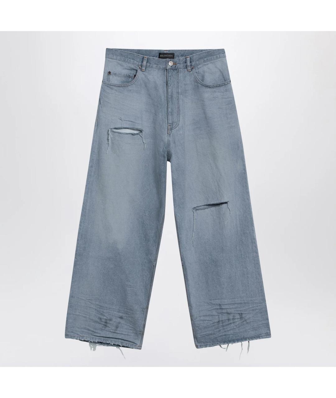 BALENCIAGA Голубые хлопковые прямые джинсы, фото 3