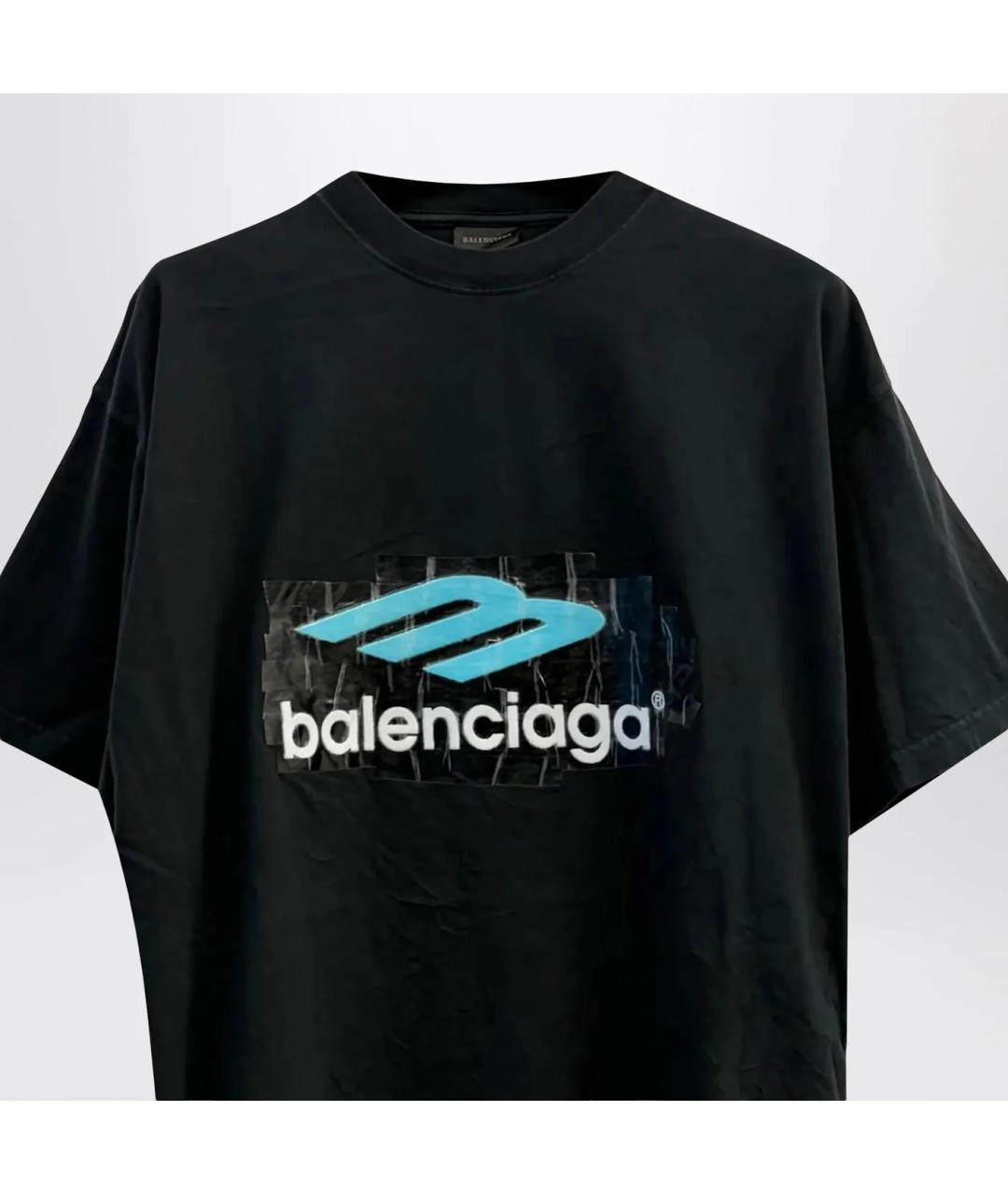 BALENCIAGA Черная хлопковая футболка, фото 2