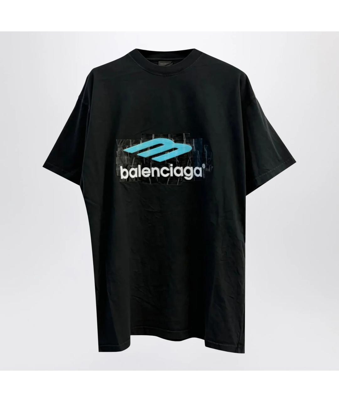 BALENCIAGA Черная хлопковая футболка, фото 3