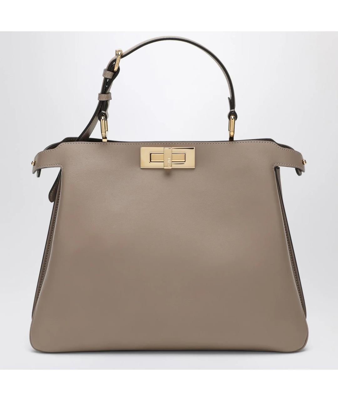 FENDI Бежевая кожаная сумка тоут, фото 3