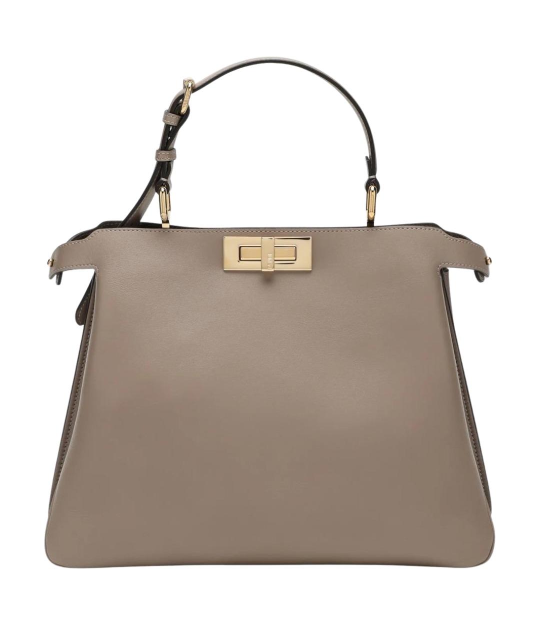 FENDI Бежевая кожаная сумка тоут, фото 1