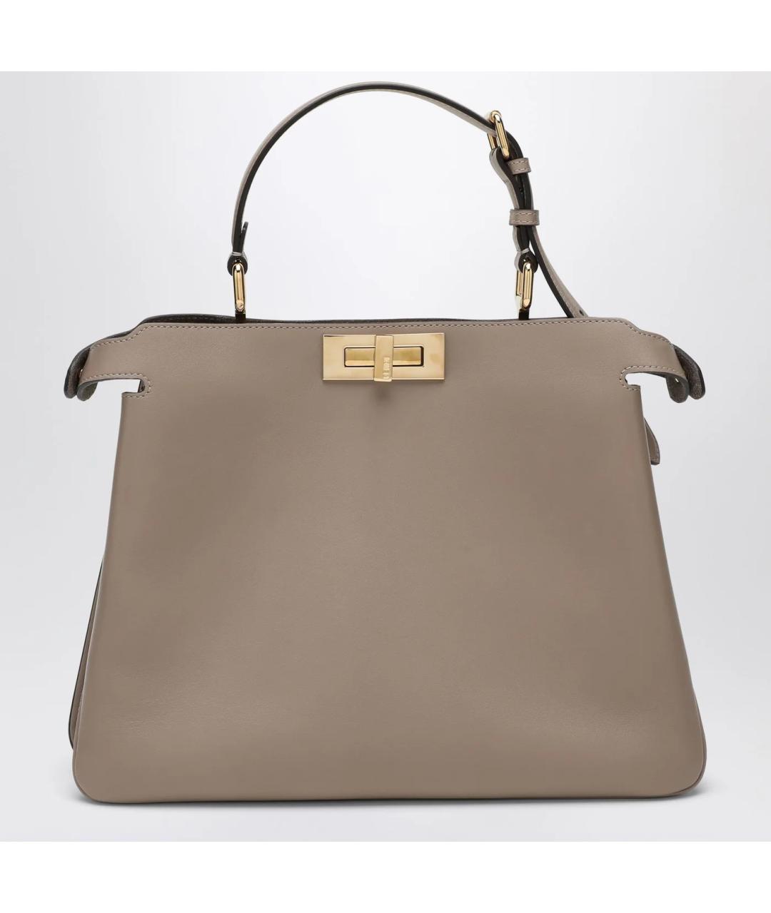 FENDI Бежевая кожаная сумка тоут, фото 2