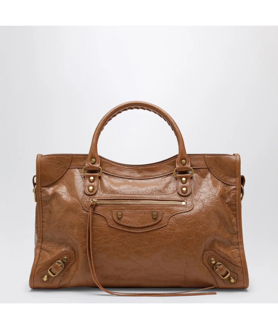 BALENCIAGA Коричневая кожаная сумка тоут, фото 3
