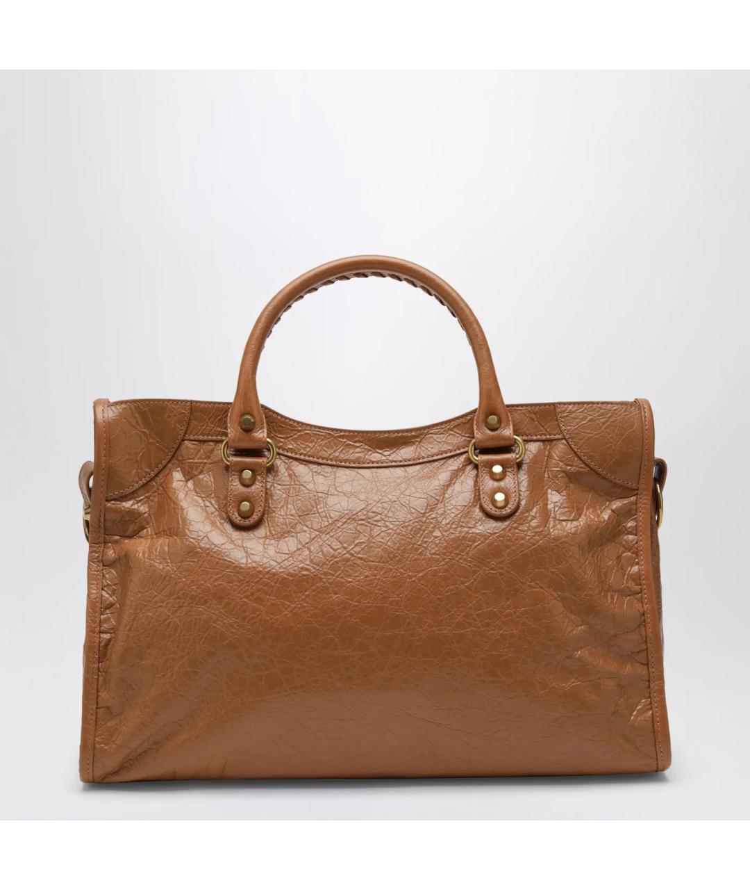 BALENCIAGA Коричневая кожаная сумка тоут, фото 2