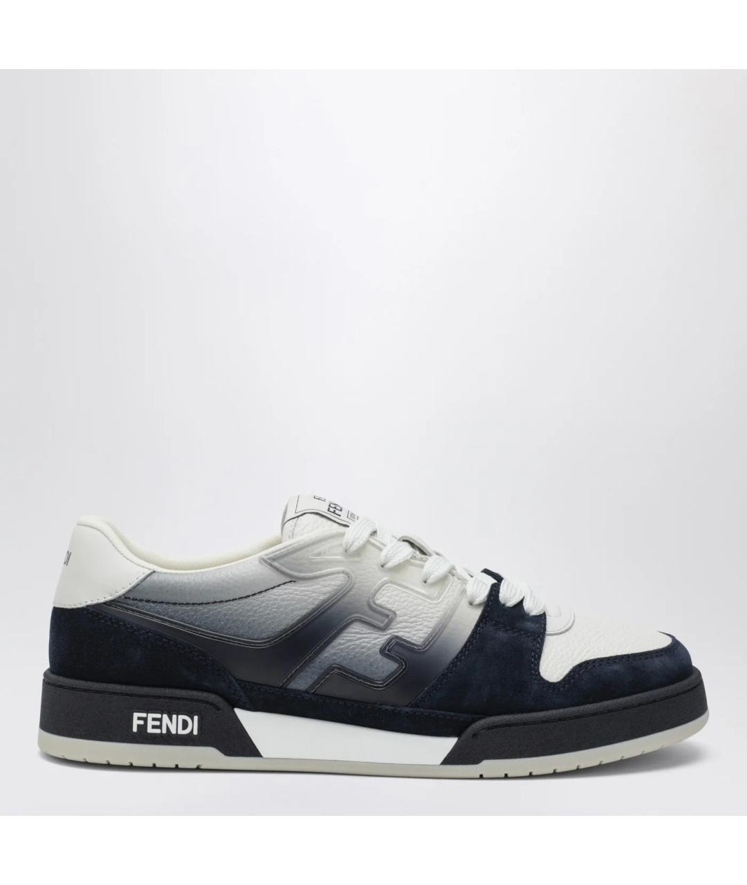 FENDI Синие кожаные низкие кроссовки / кеды, фото 3