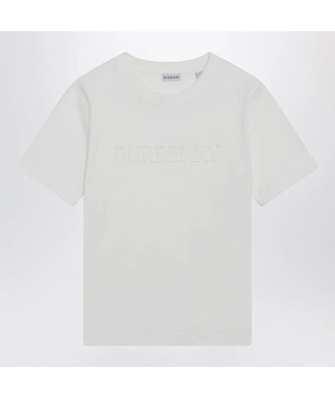BURBERRY Белая хлопковая футболка, фото 3