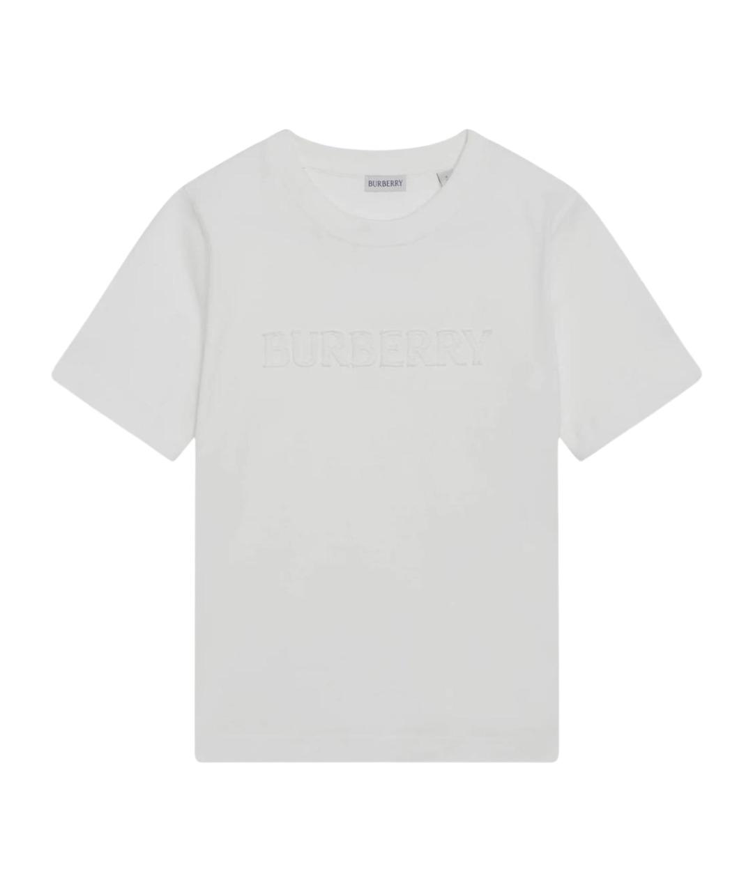 BURBERRY Белая хлопковая футболка, фото 1