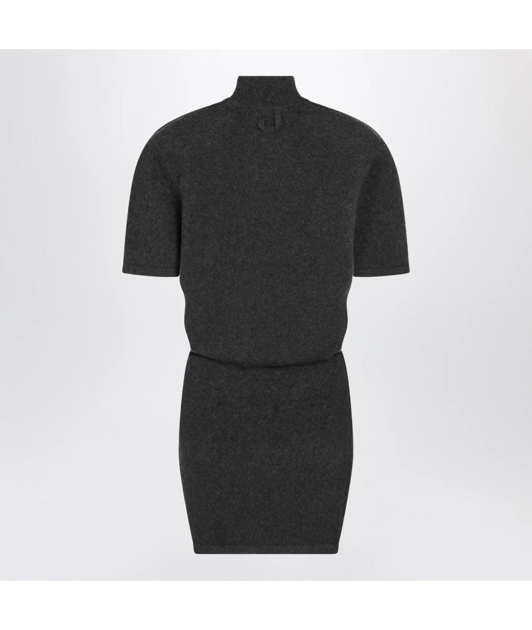 JACQUEMUS Серое шерстяное повседневное платье, фото 2