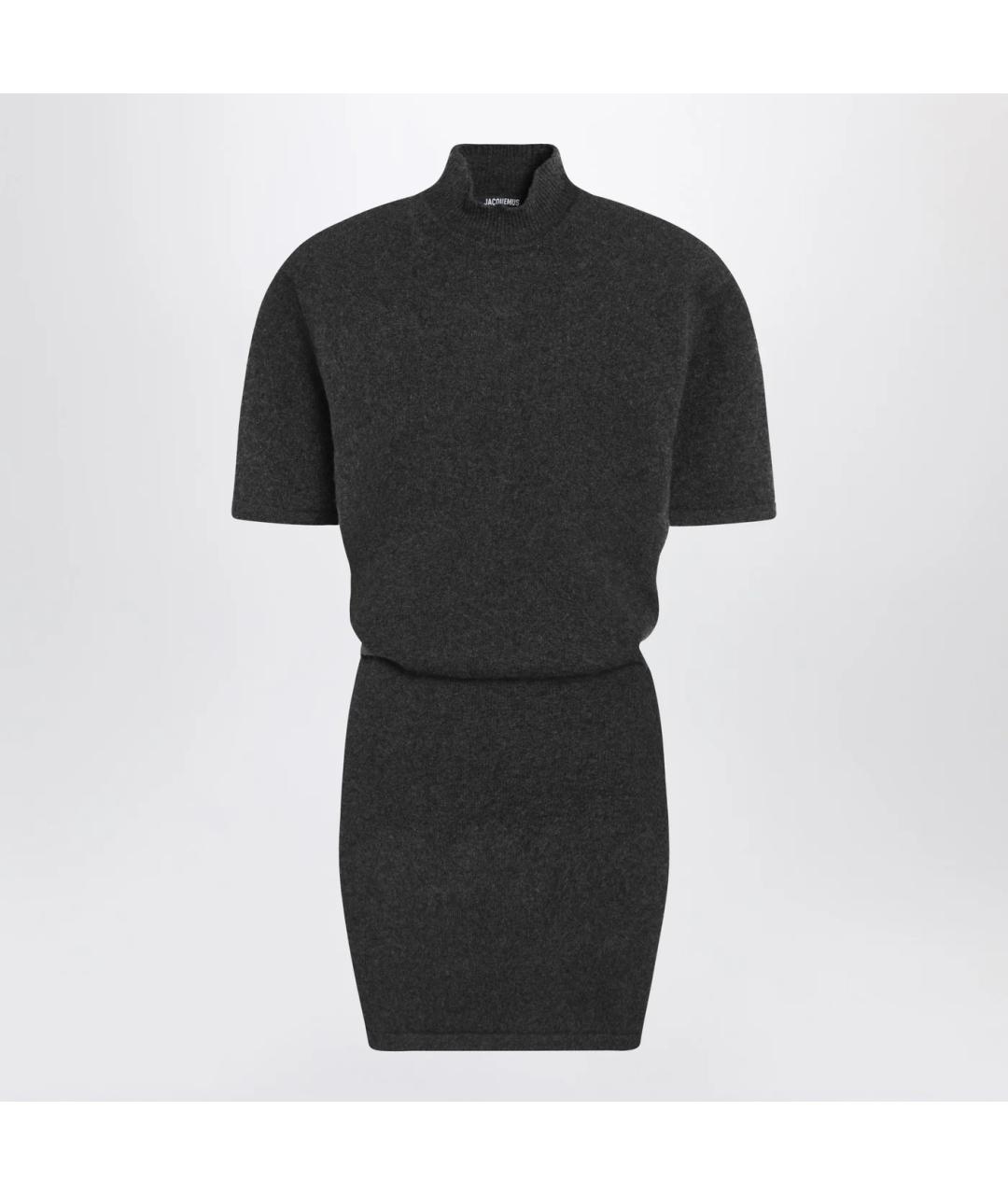 JACQUEMUS Серое шерстяное повседневное платье, фото 3