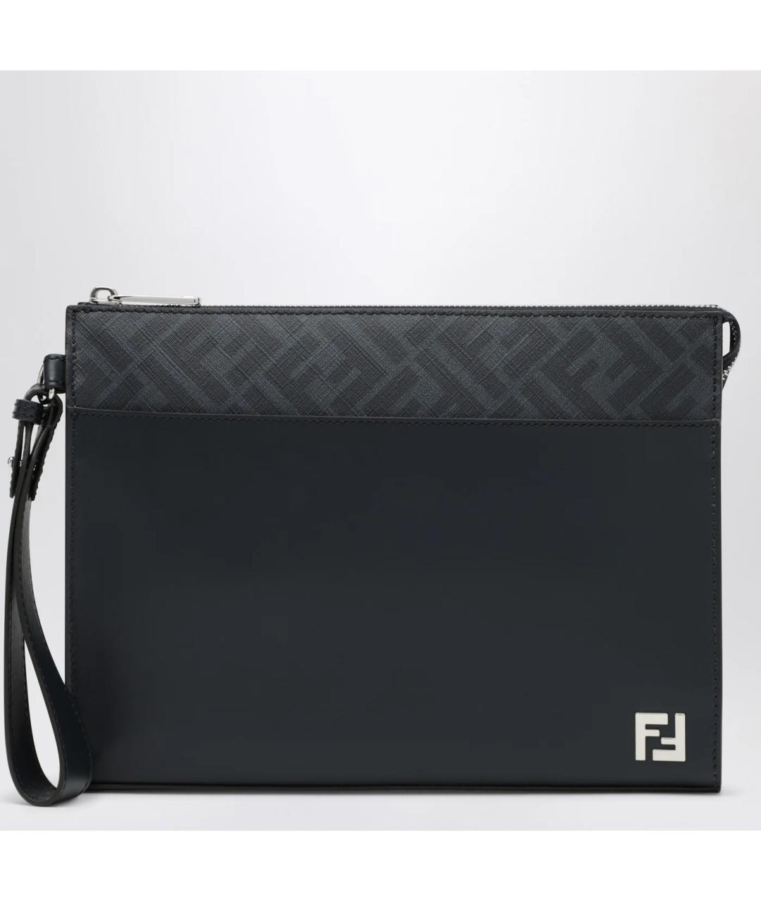 FENDI Темно-синяя кожаная папка для документов, фото 3
