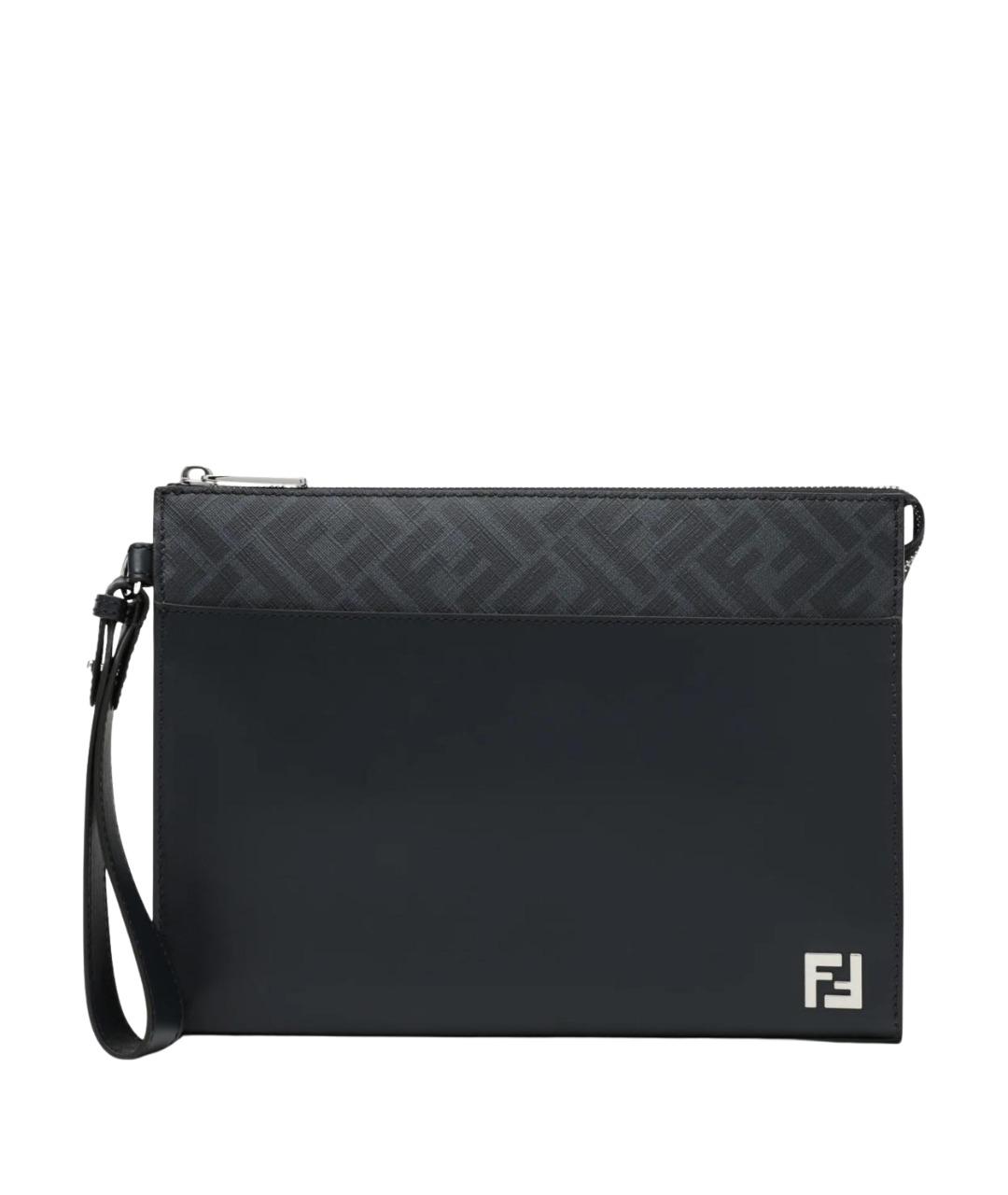 FENDI Темно-синяя кожаная папка для документов, фото 1
