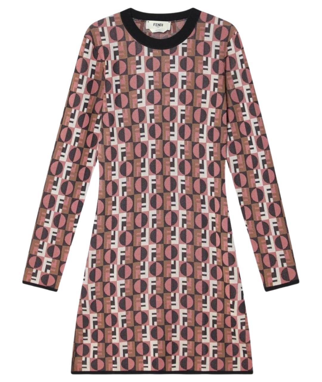 FENDI Розовое хлопковое повседневное платье, фото 1