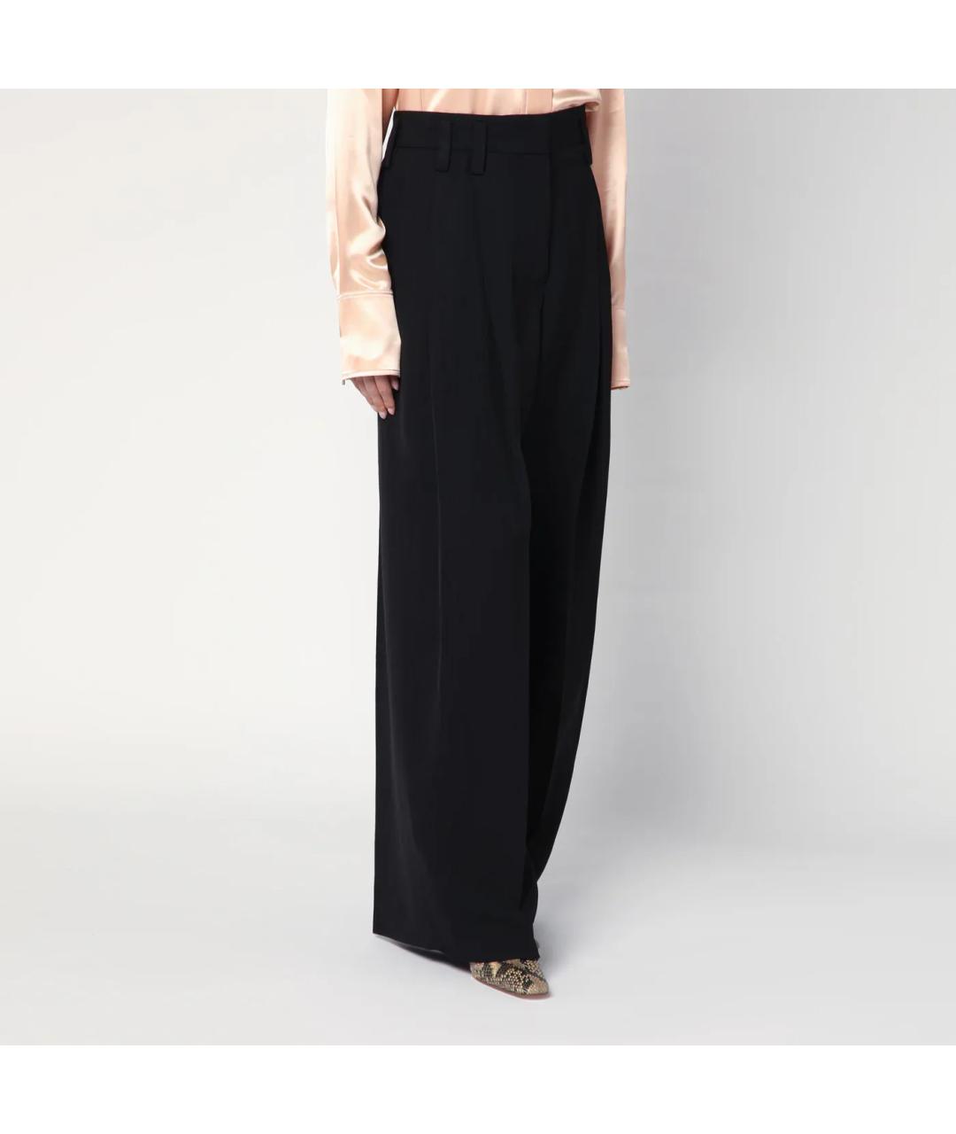 JIL SANDER Черные шелковые брюки широкие, фото 3