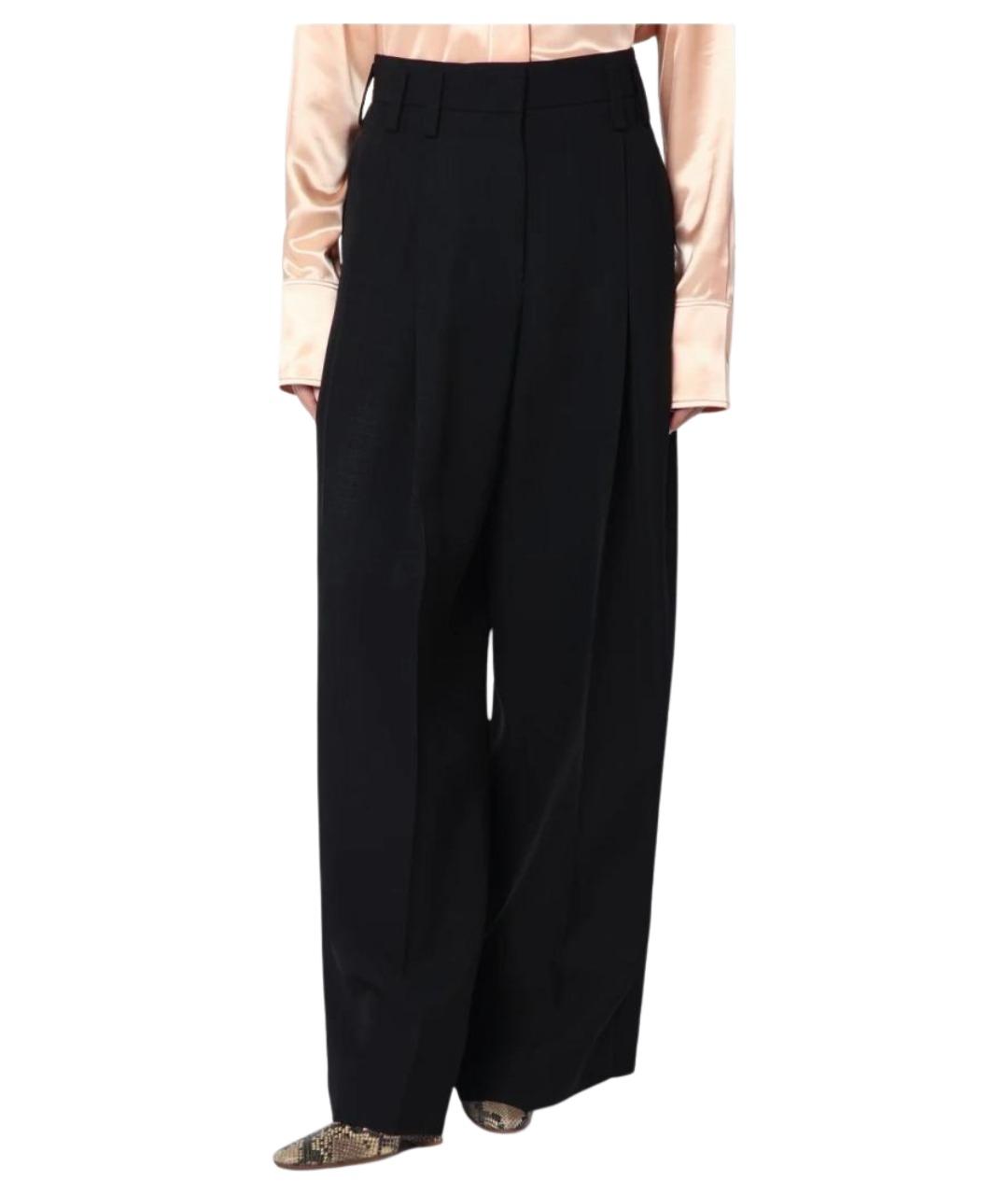 JIL SANDER Черные шелковые брюки широкие, фото 1