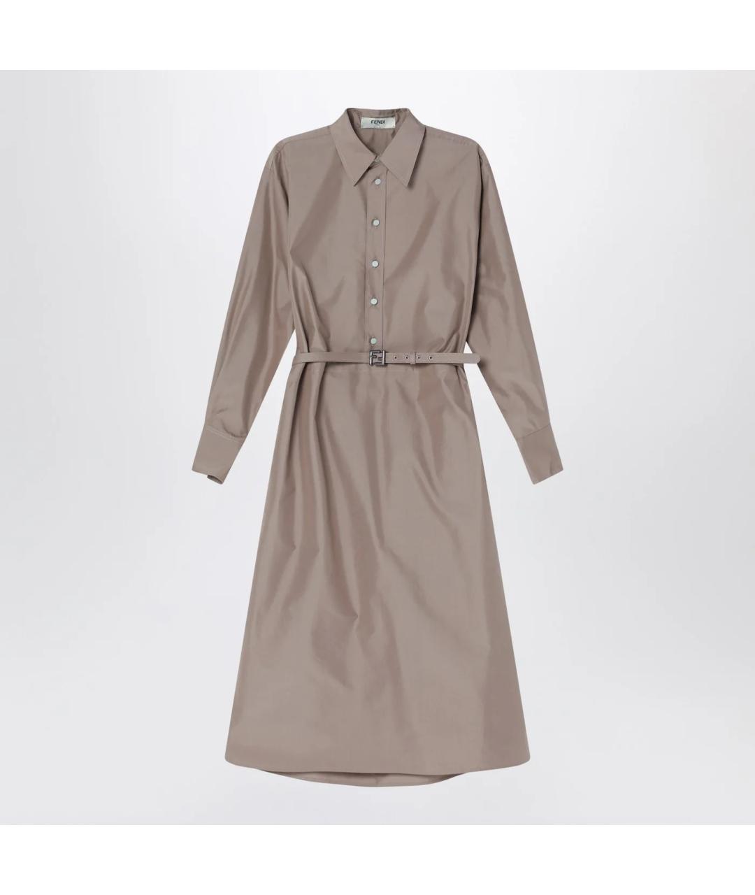FENDI Бежевое хлопковое повседневное платье, фото 3