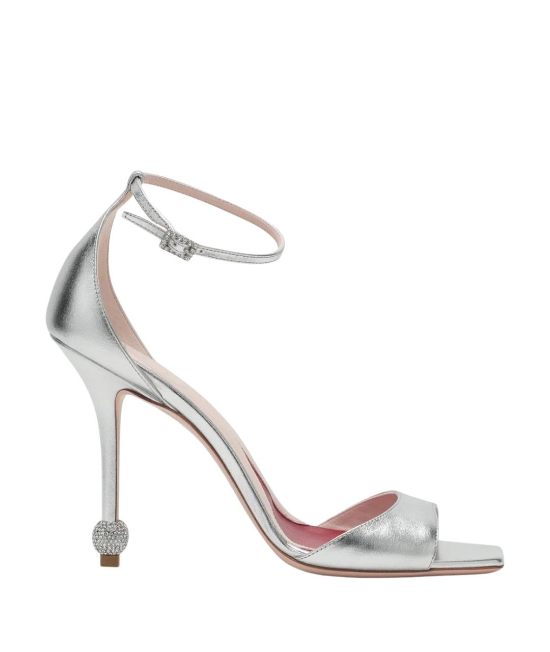ROGER VIVIER Серебряные кожаные босоножки, фото 1