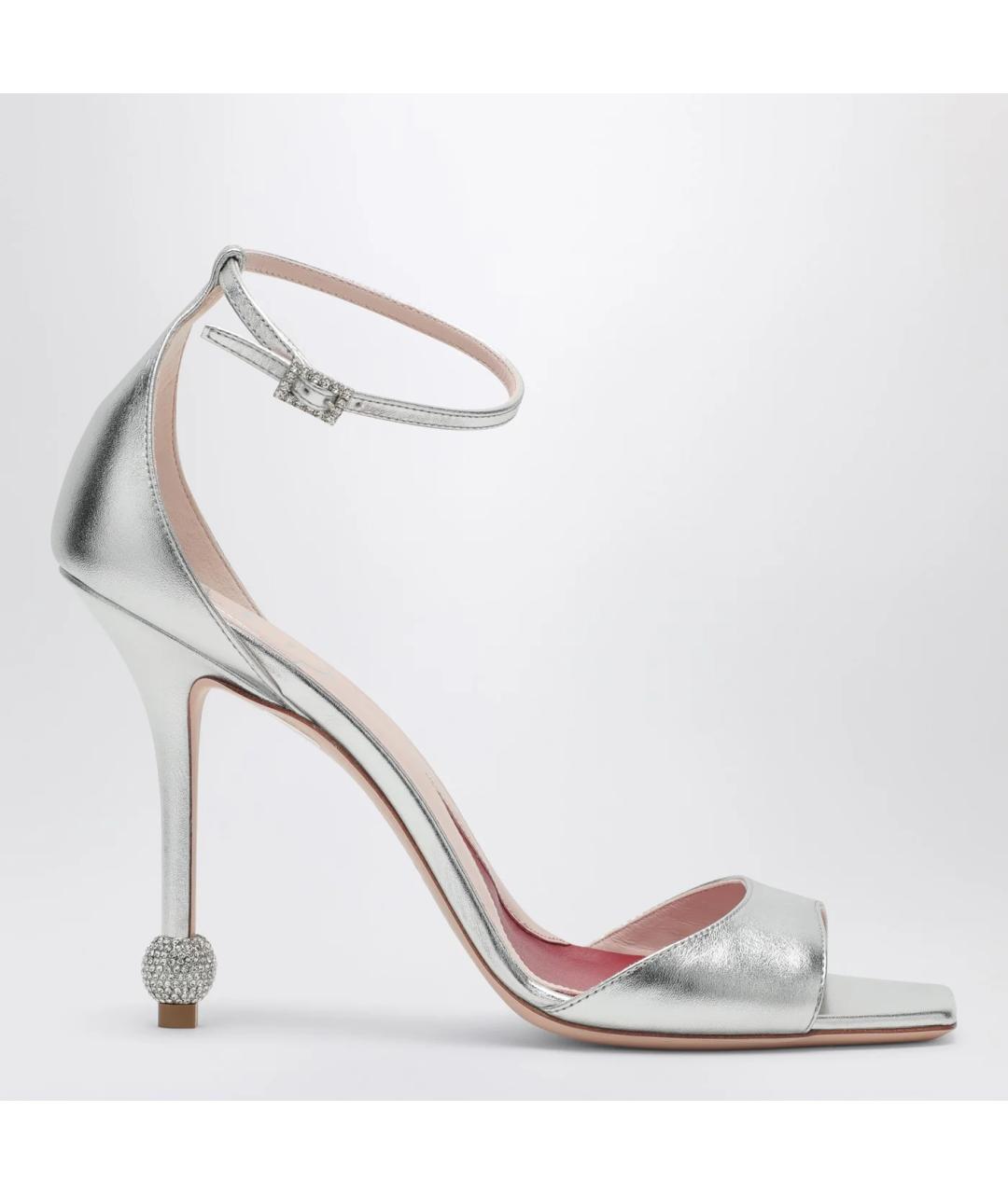 ROGER VIVIER Серебряные кожаные босоножки, фото 3