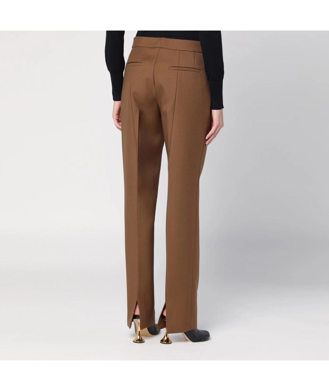 JIL SANDER Коричневые шерстяные прямые брюки, фото 2