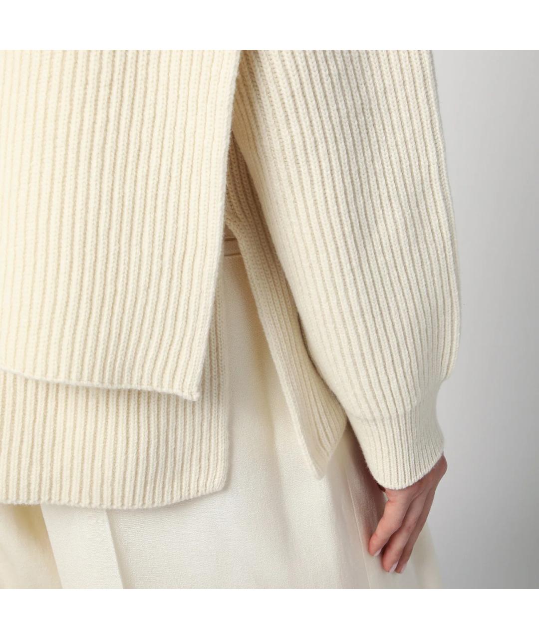 JIL SANDER Бежевый шерстяной джемпер / свитер, фото 2
