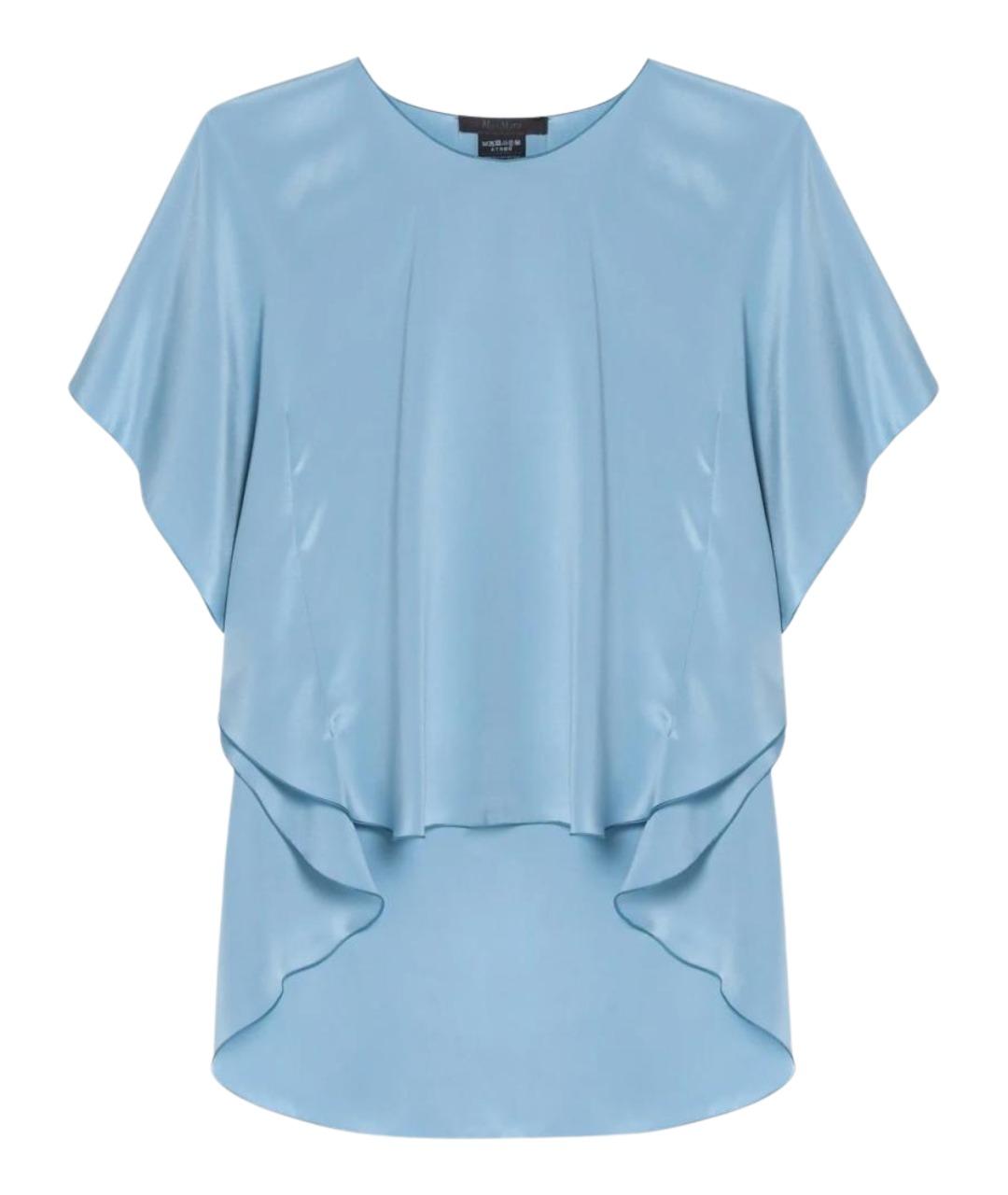 MAX MARA Голубая шелковая блузы, фото 1