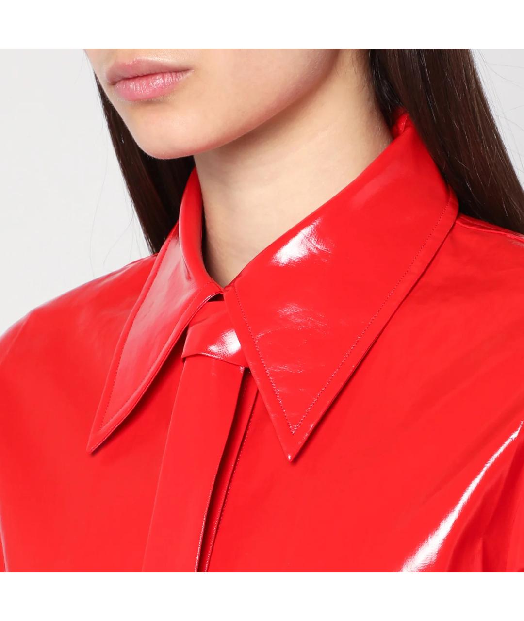 JIL SANDER Красная полиуретановая рубашка, фото 3