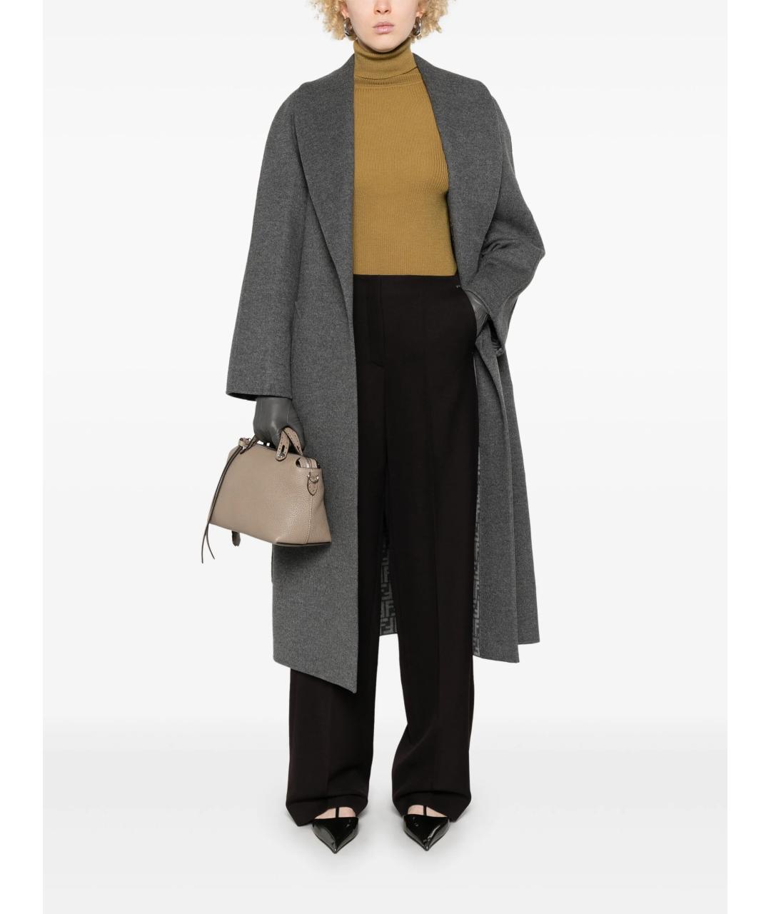FENDI Фиолетовые шерстяные прямые брюки, фото 3
