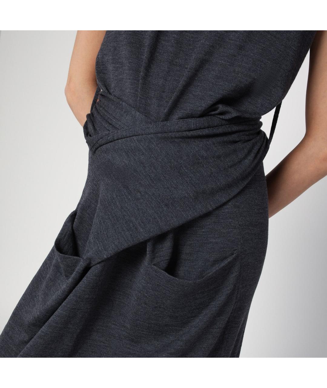 JIL SANDER Серое шерстяное повседневное платье, фото 2
