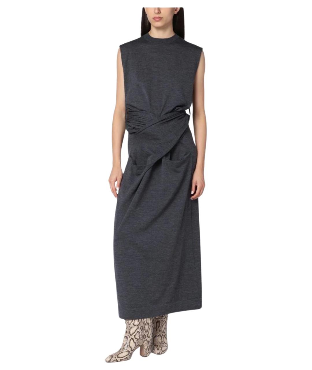 JIL SANDER Серое шерстяное повседневное платье, фото 1