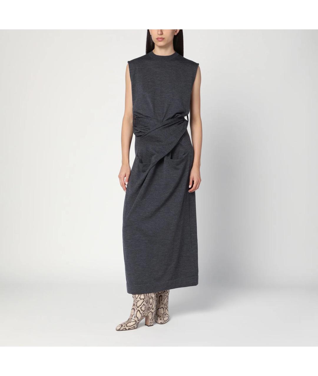 JIL SANDER Серое шерстяное повседневное платье, фото 3