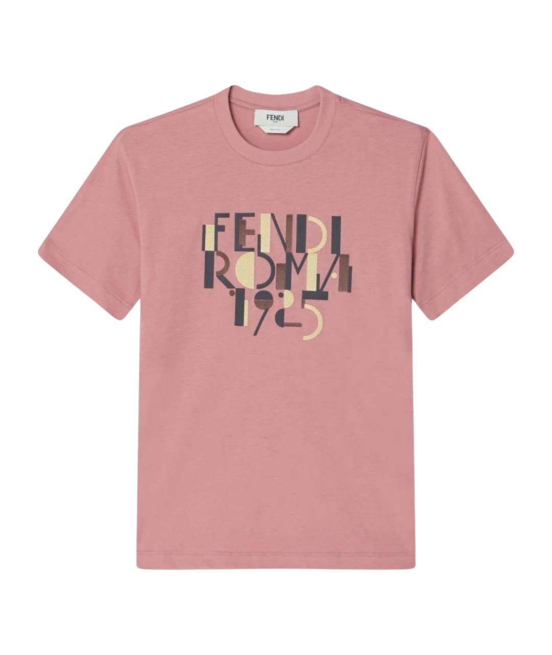 FENDI Розовая хлопковая футболка, фото 1