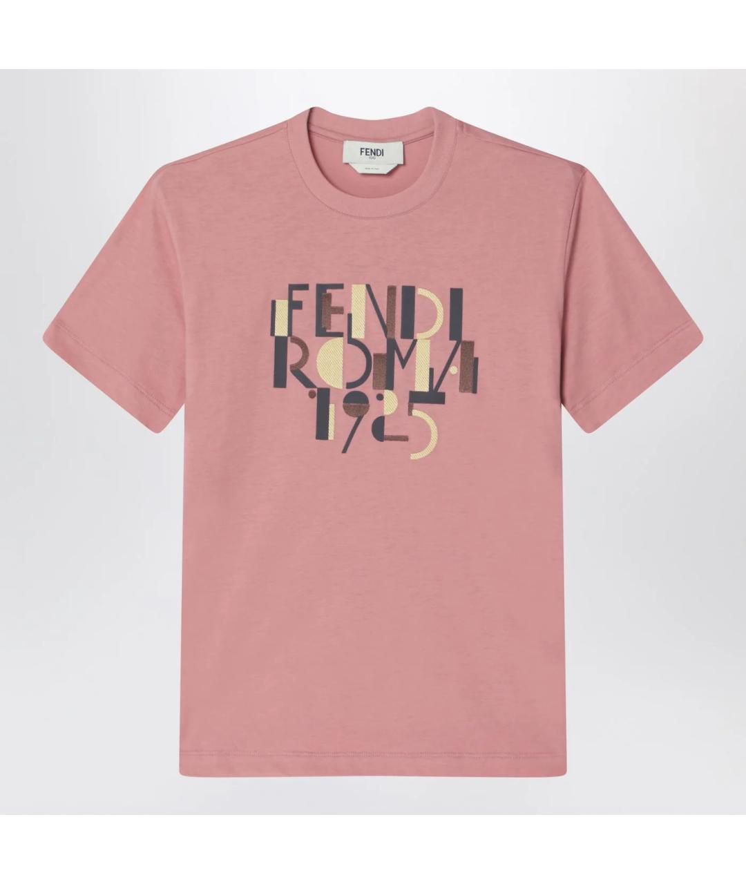 FENDI Розовая хлопковая футболка, фото 3