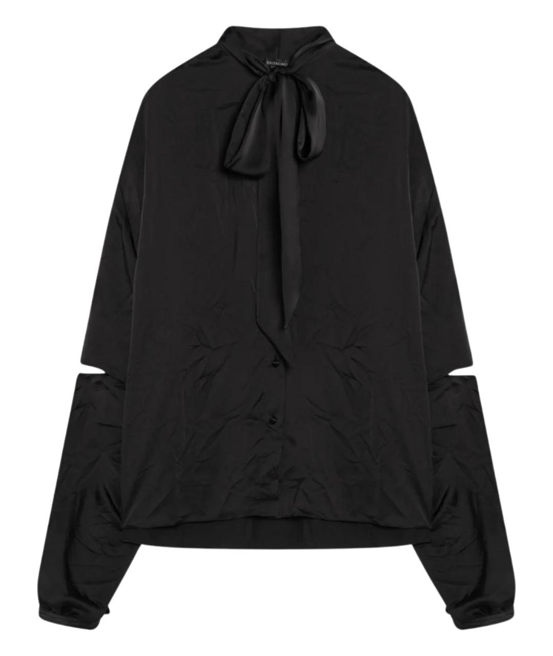 BALENCIAGA Черная шелковая рубашка, фото 1