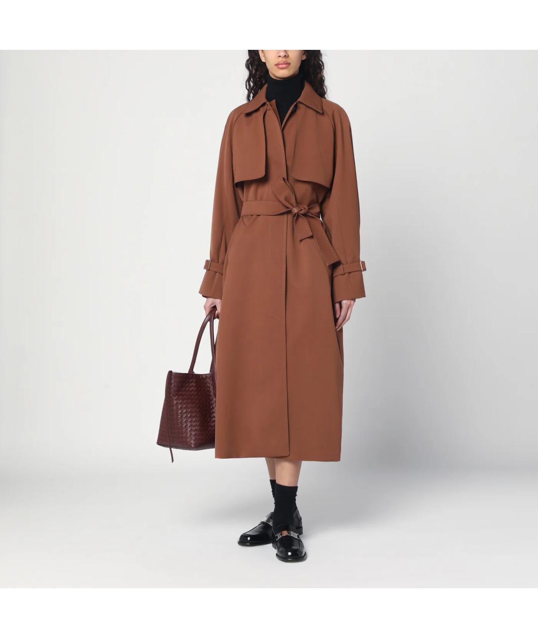 MAX MARA Коричневый полиэстеровый тренч/плащ, фото 3