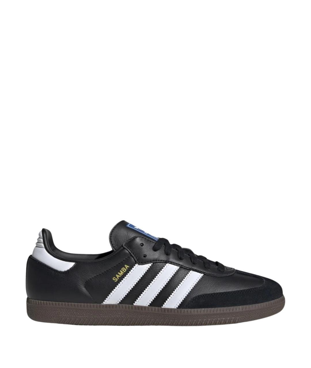 ADIDAS Черные кожаные низкие кроссовки / кеды, фото 1