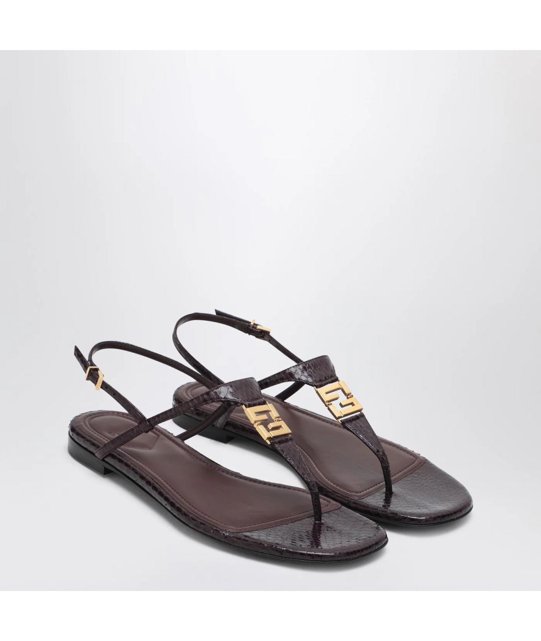 FENDI Фиолетовые кожаные сандалии, фото 2