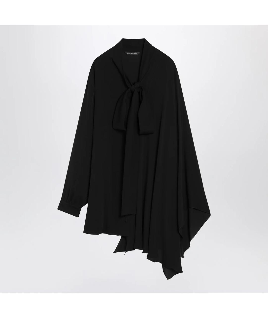 BALENCIAGA Черная шелковая блузы, фото 3