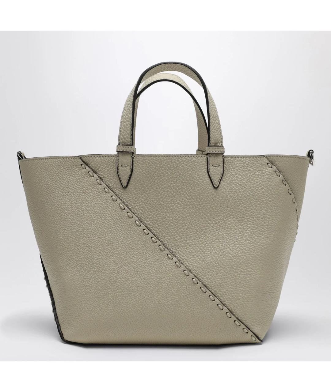 FENDI Бежевая кожаная сумка тоут, фото 2