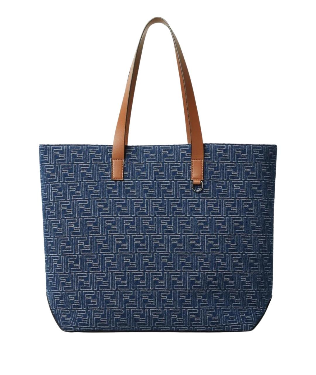 FENDI Синяя деним сумка тоут, фото 1