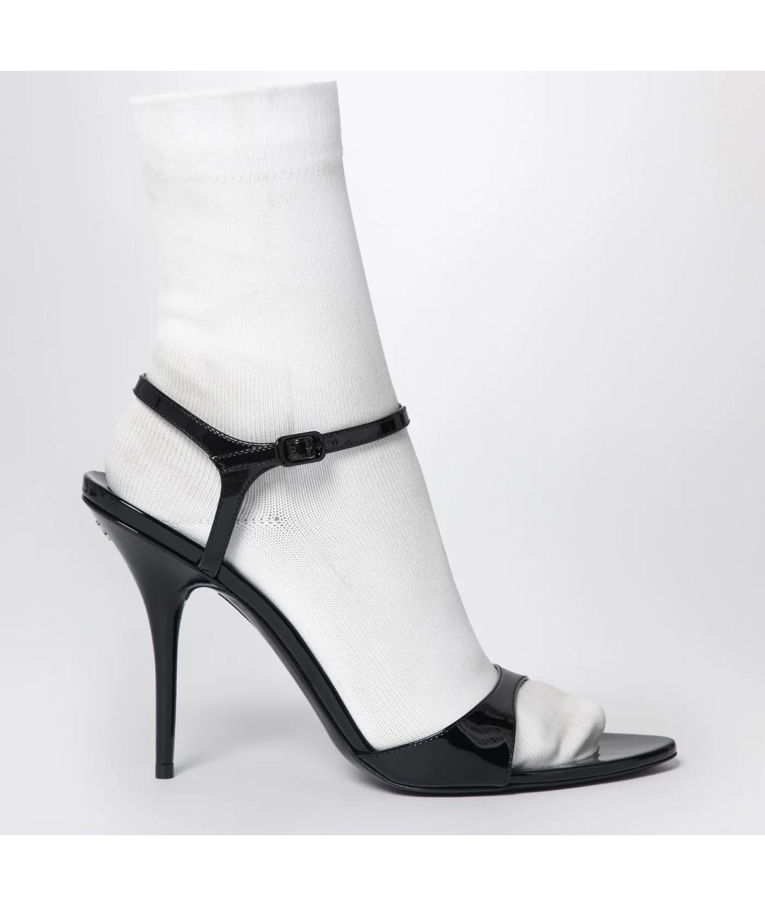 BALENCIAGA Черные босоножки из лакированной кожи, фото 3