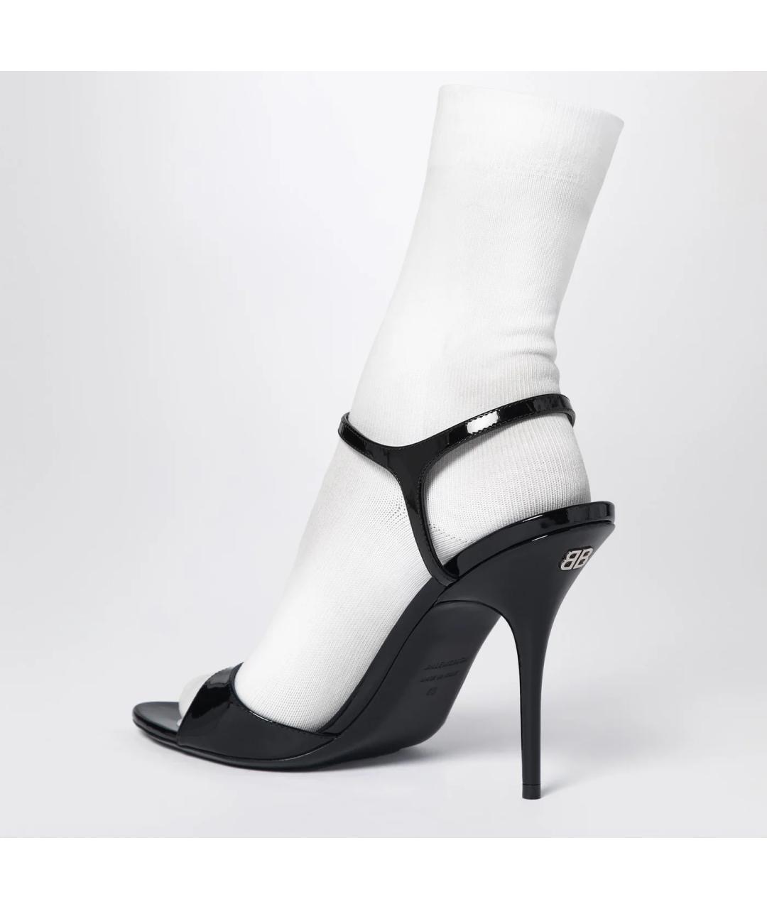 BALENCIAGA Черные босоножки из лакированной кожи, фото 2