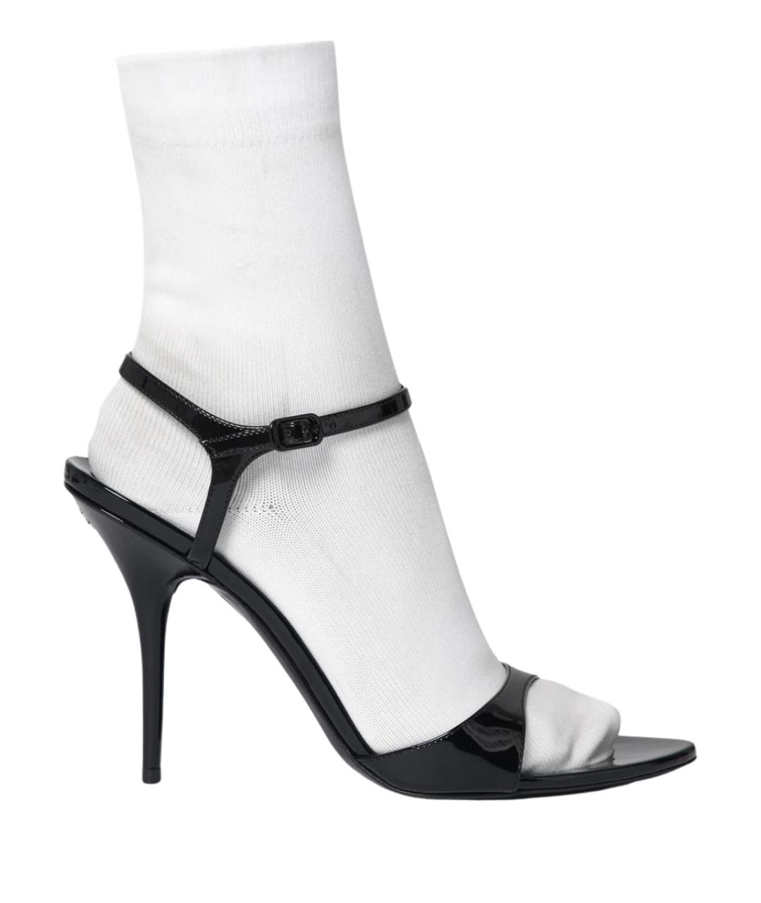 BALENCIAGA Черные босоножки из лакированной кожи, фото 1