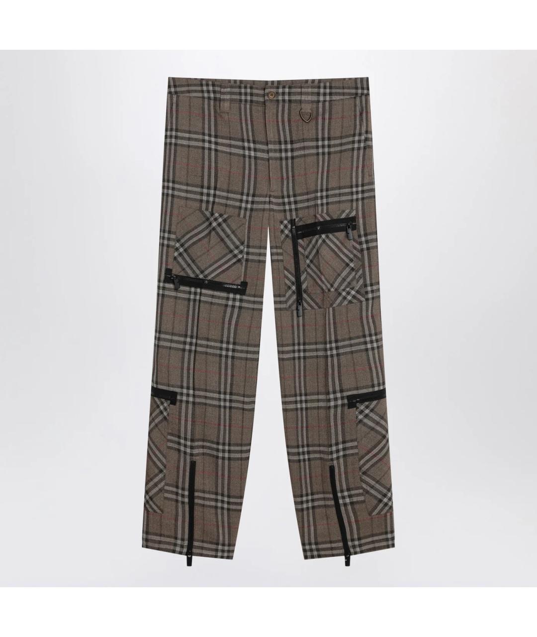 BURBERRY Коричневые вискозные повседневные брюки, фото 3