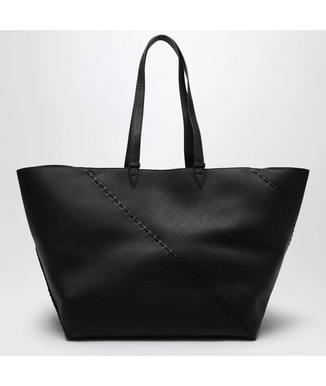 FENDI Черная кожаная сумка тоут, фото 2