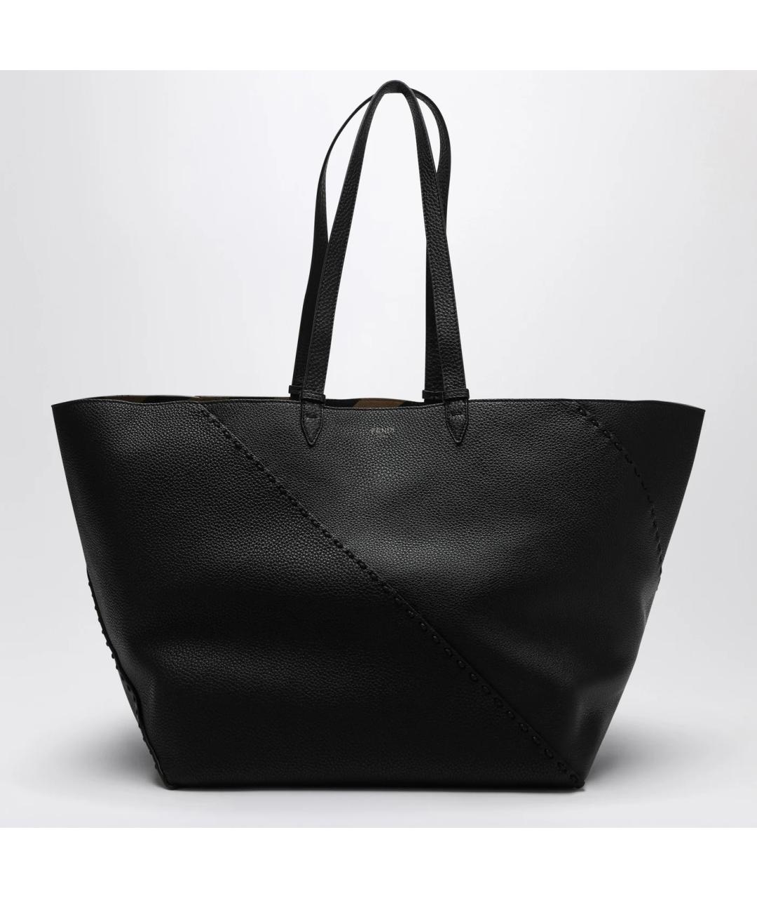 FENDI Черная кожаная сумка тоут, фото 3