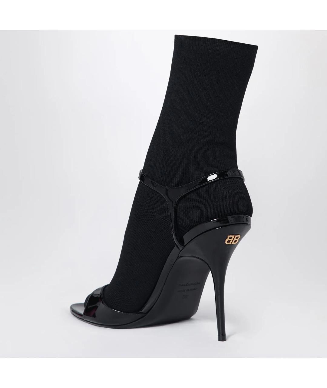 BALENCIAGA Черные босоножки из лакированной кожи, фото 2