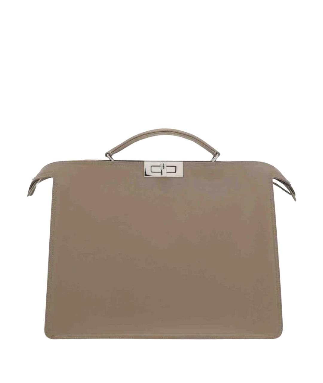 FENDI Бежевая кожаная сумка тоут, фото 1