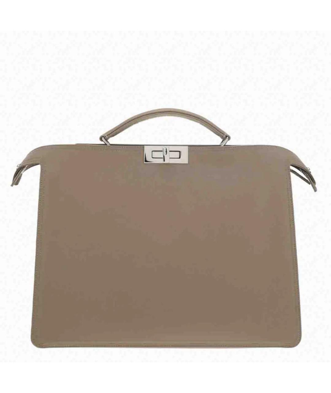 FENDI Бежевая кожаная сумка тоут, фото 3