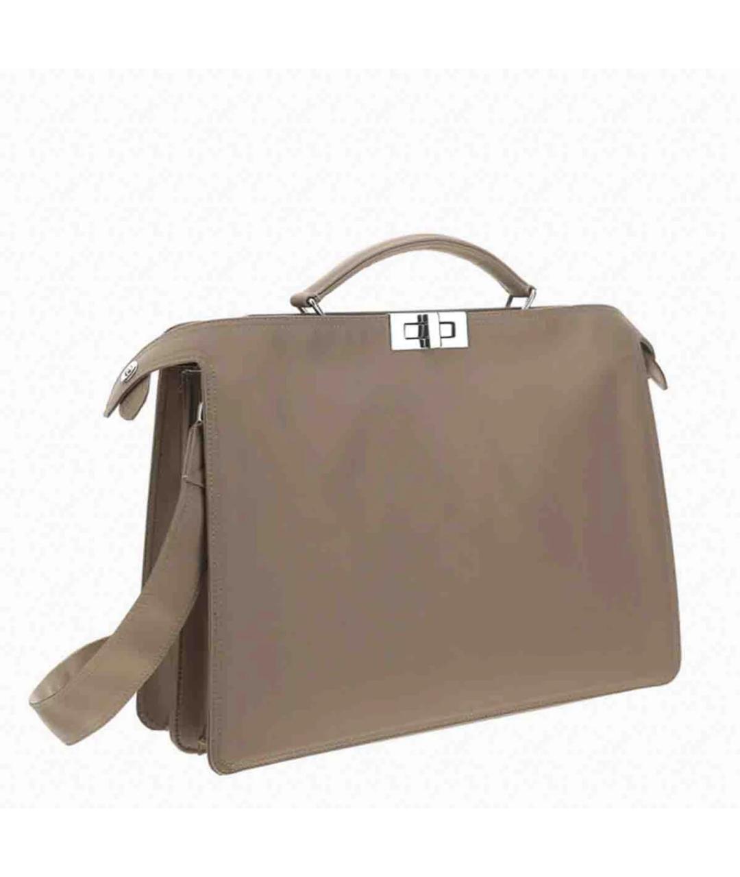 FENDI Бежевая кожаная сумка тоут, фото 2