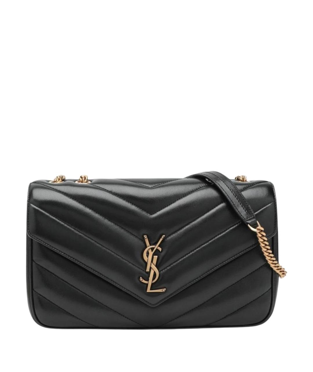 SAINT LAURENT Черная кожаная сумка через плечо, фото 1